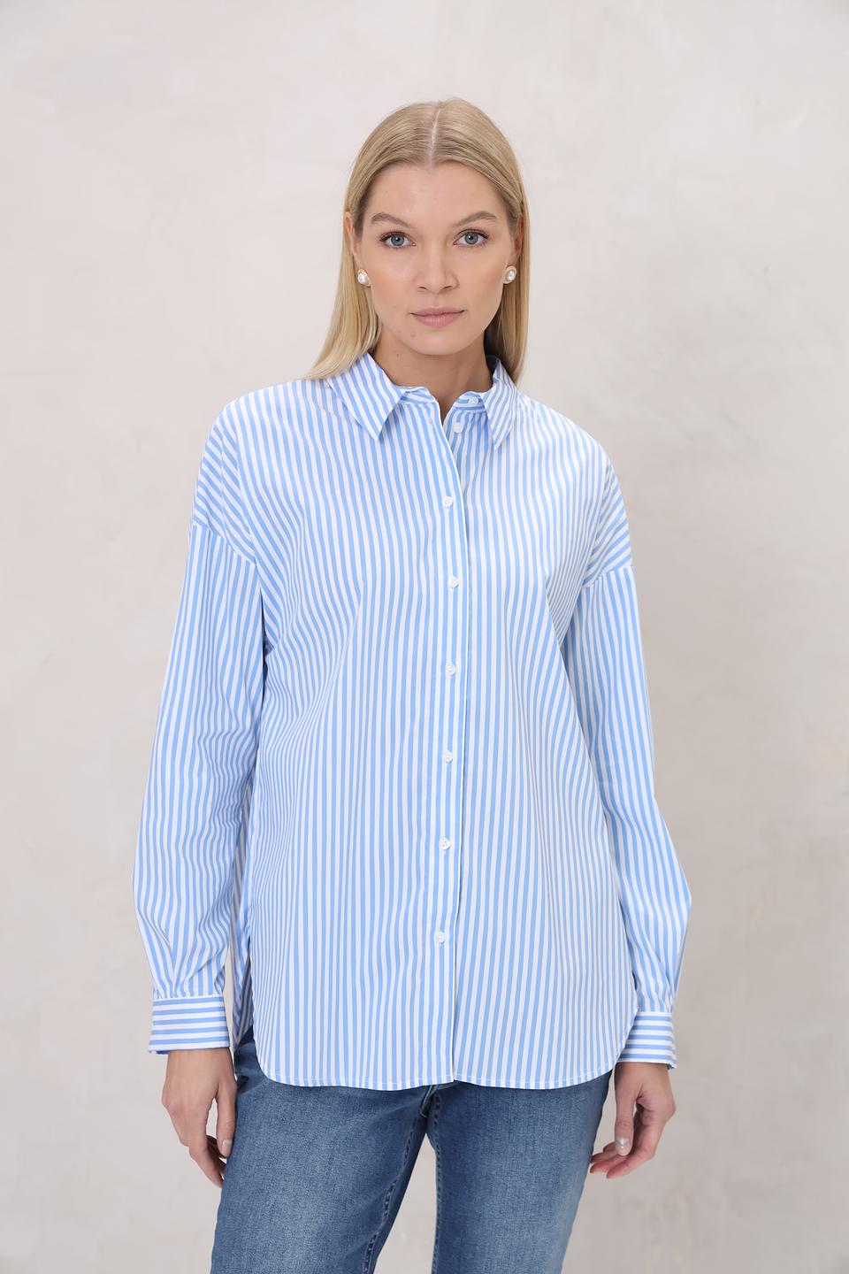 Рубашка Oui в полоску голубую