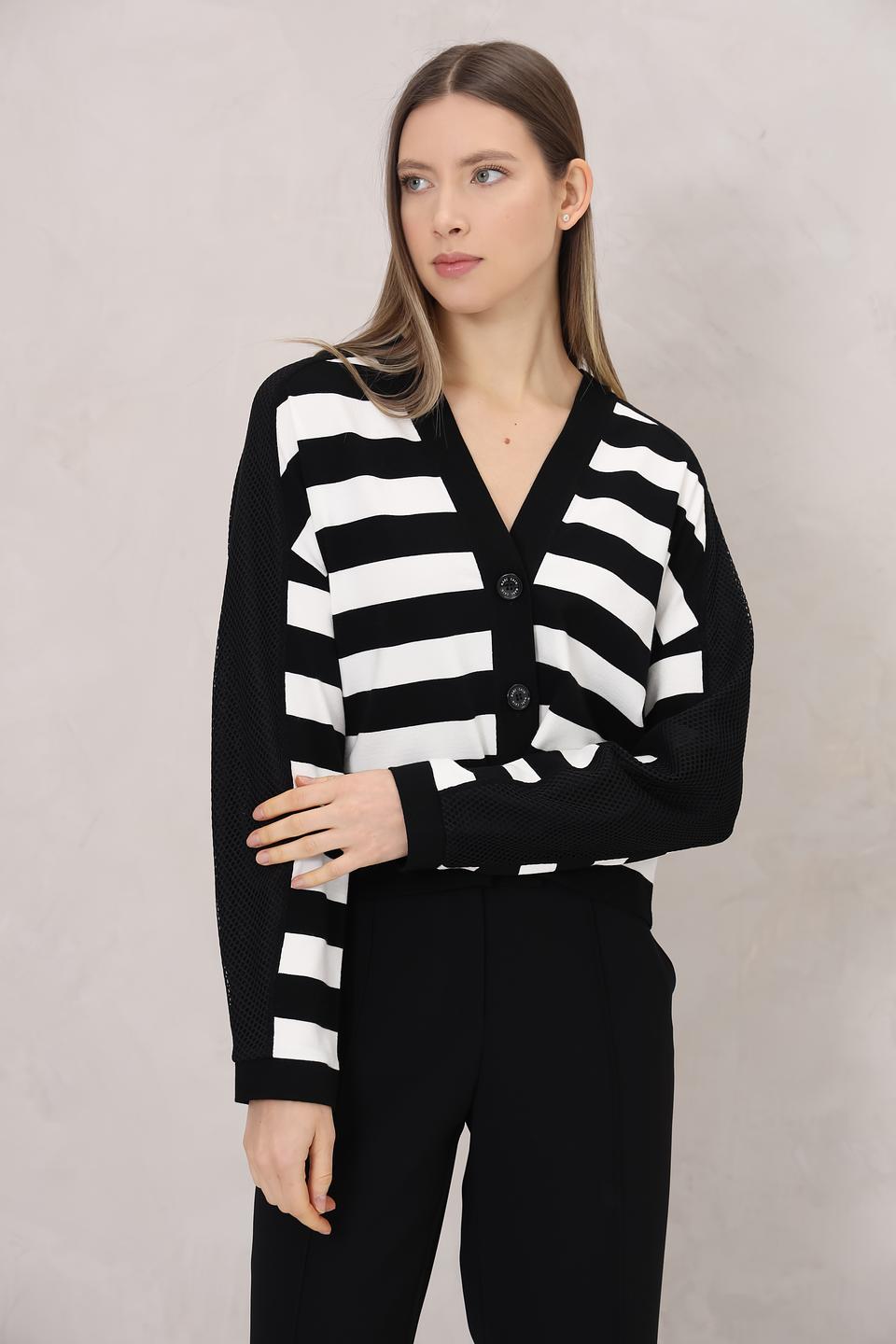 Кардиган Marc Cain в полоску чёрный