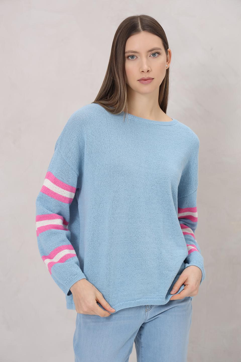 Пуловер Lecomte с полосками голубой
