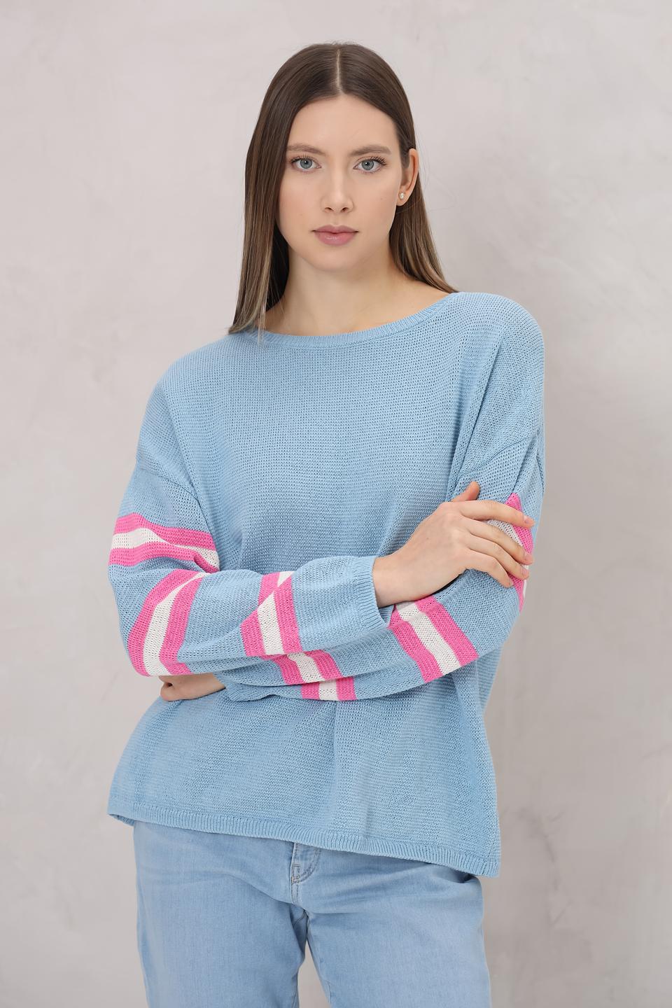 Пуловер Lecomte с полосками голубой