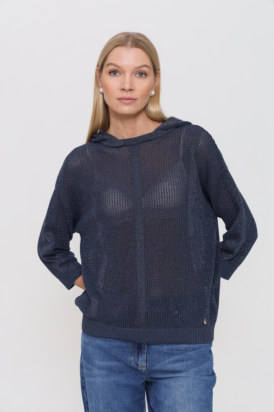 Пуловер Pezzo с капюшоном тёмно-синий