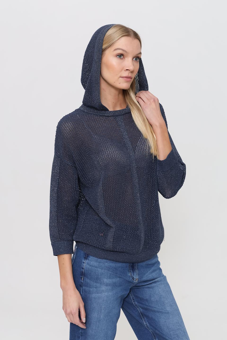 Пуловер Pezzo с капюшоном тёмно-синий