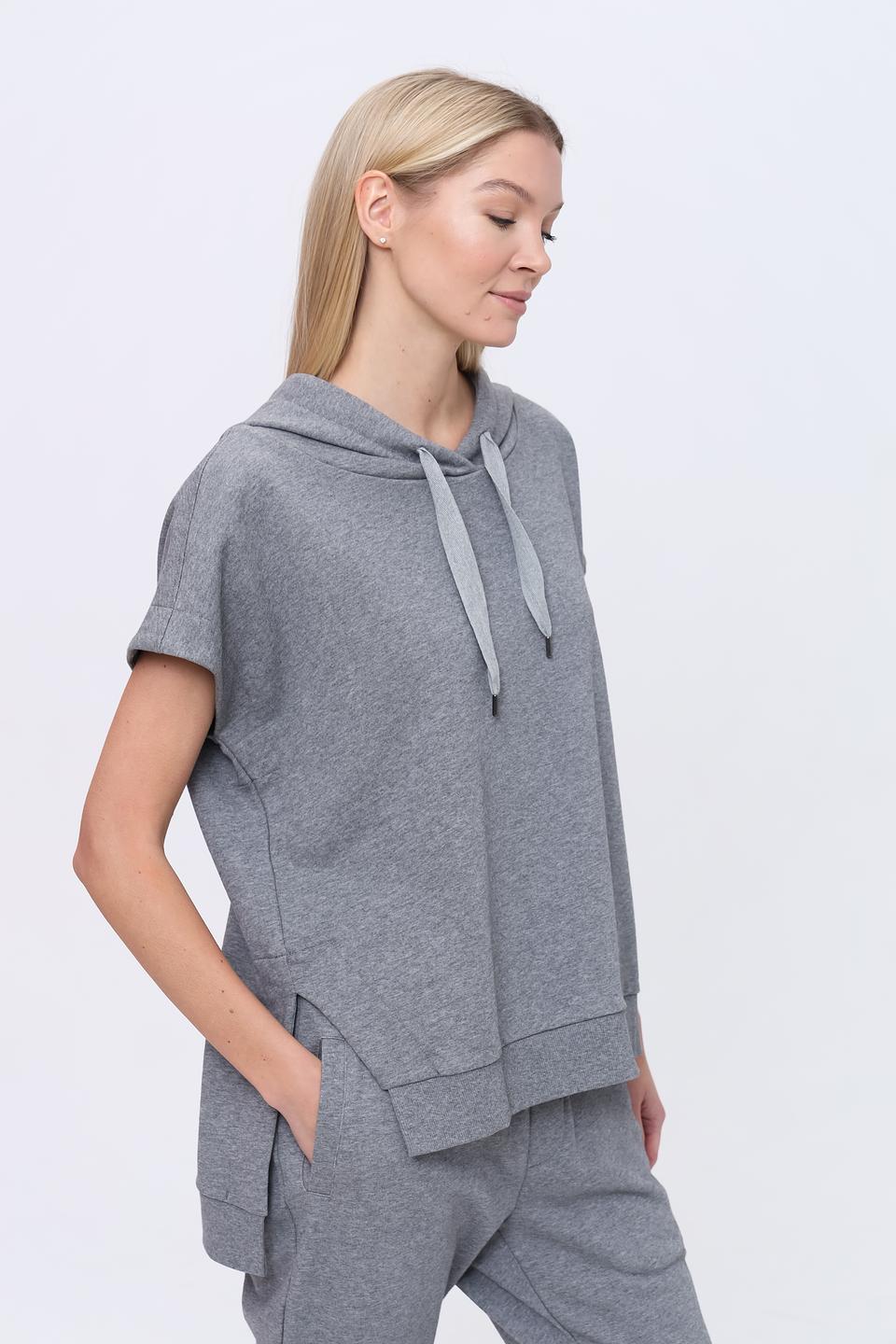 Пуловер Pezzo серый с капюшоном