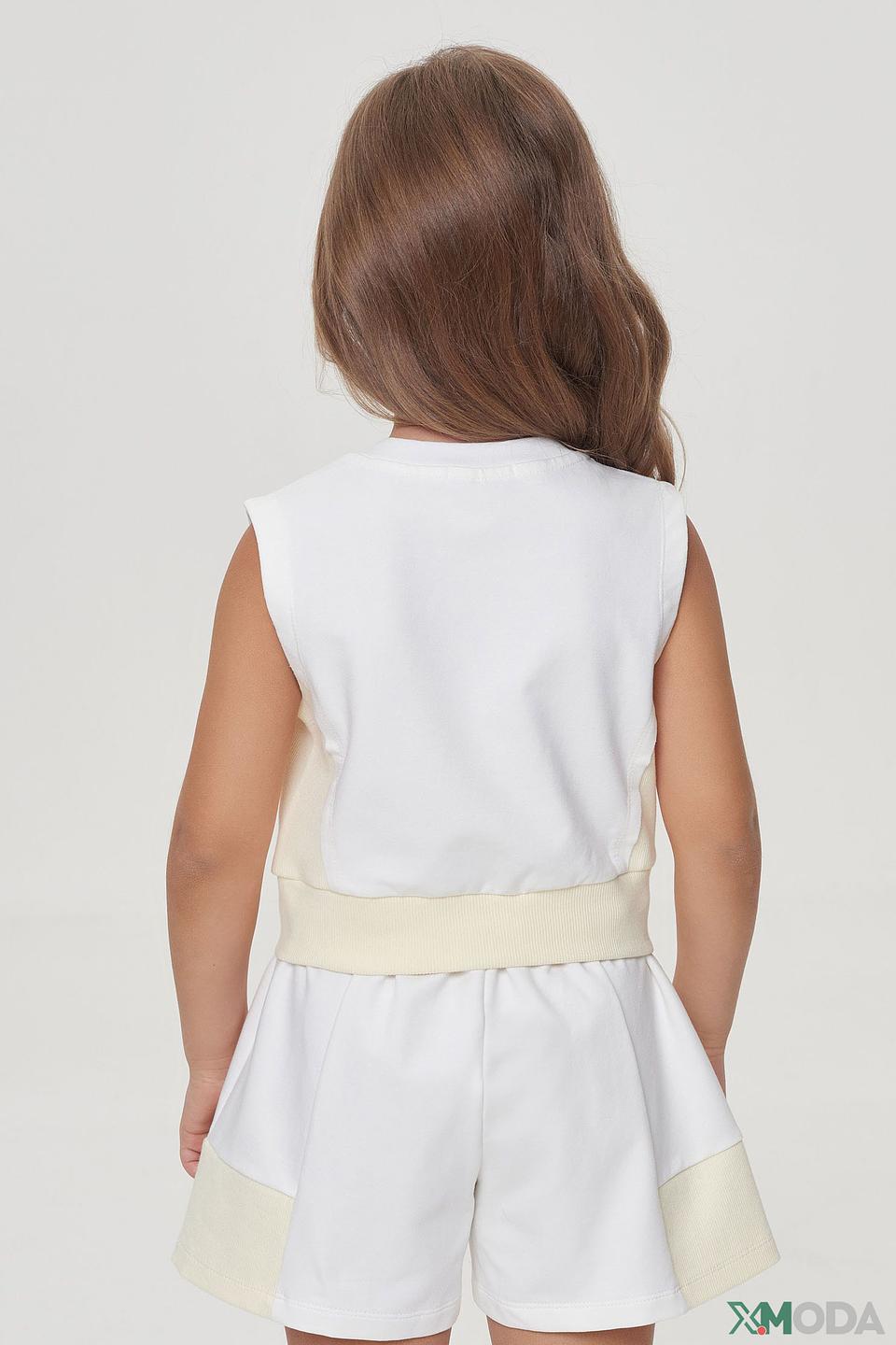 Топ Choupette для девочки, белый с жёлтым принтом "HAND MADE"