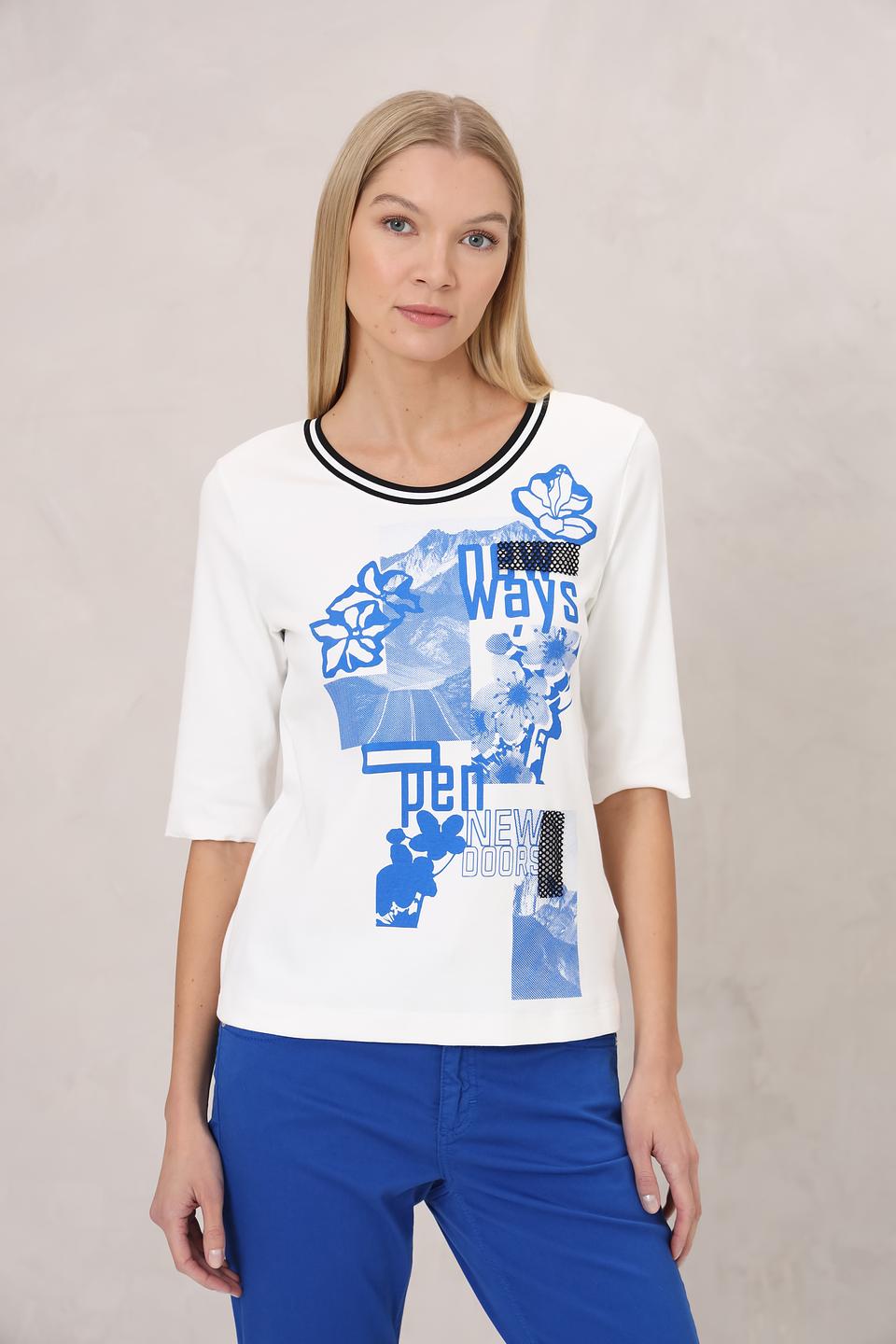 Футболка Marc Cain с принтом голубой