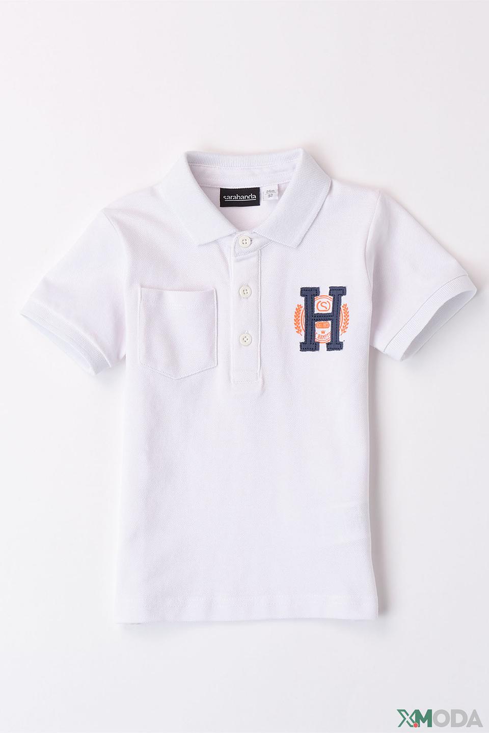 Поло Sarabanda белый с логотипом