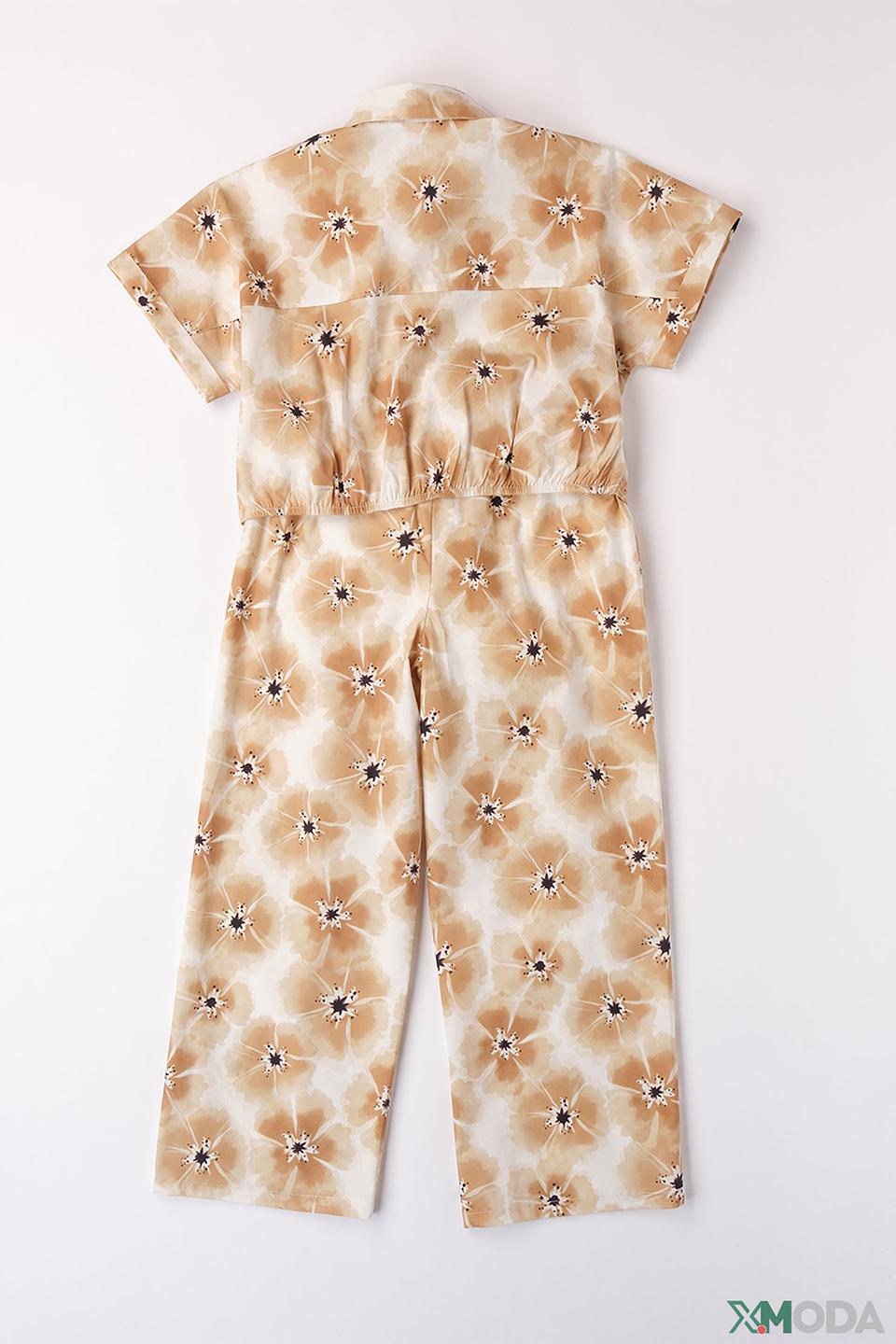 Комплект Ido дев. цветочный бежево-синий