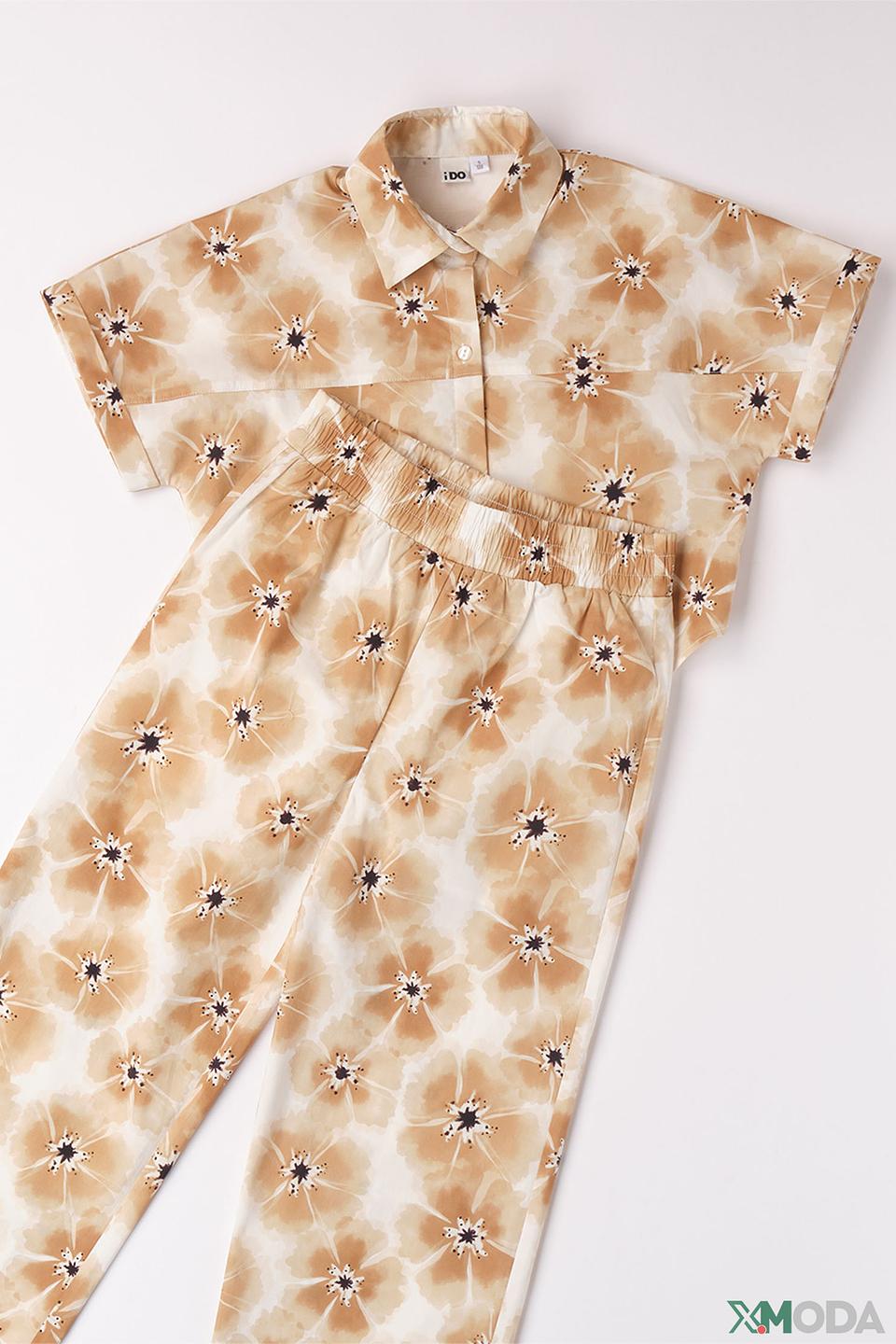 Комплект Ido дев. цветочный бежево-синий