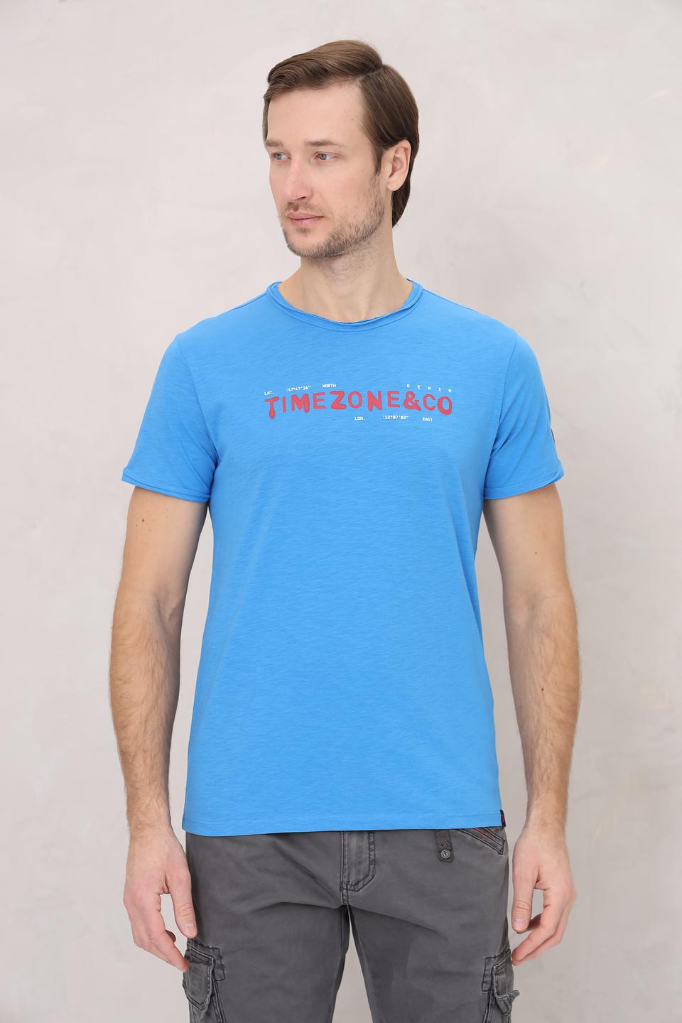 Футболка Time Zone с принтом голубая