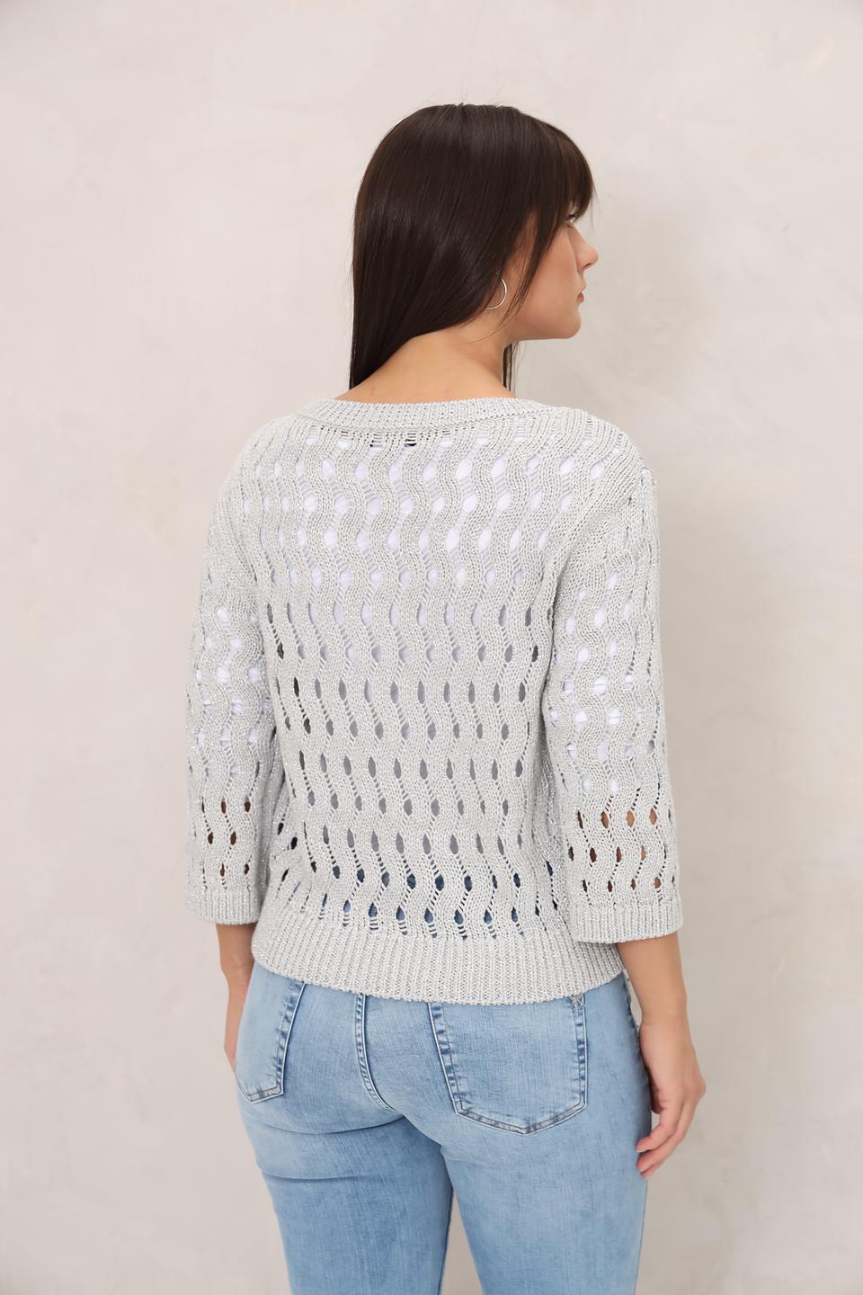 Пуловер Monari с ажурной вязкой серый