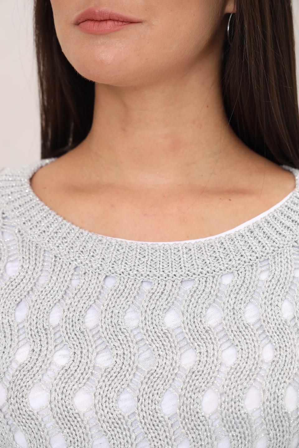 Пуловер Monari с ажурной вязкой серый