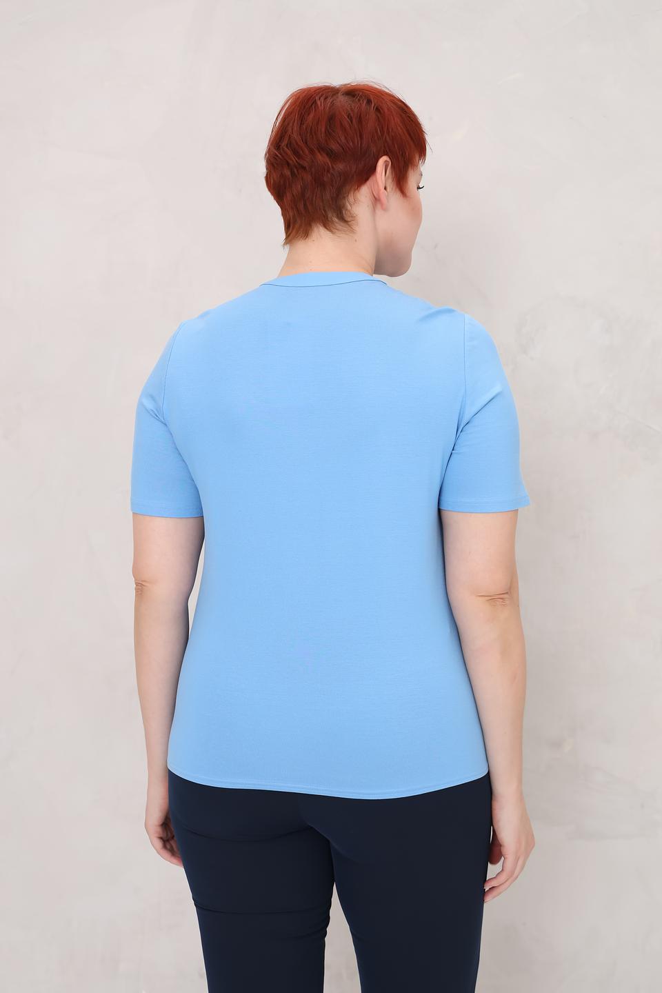 Блуза Frank Walder голубая с V-образным вырезом