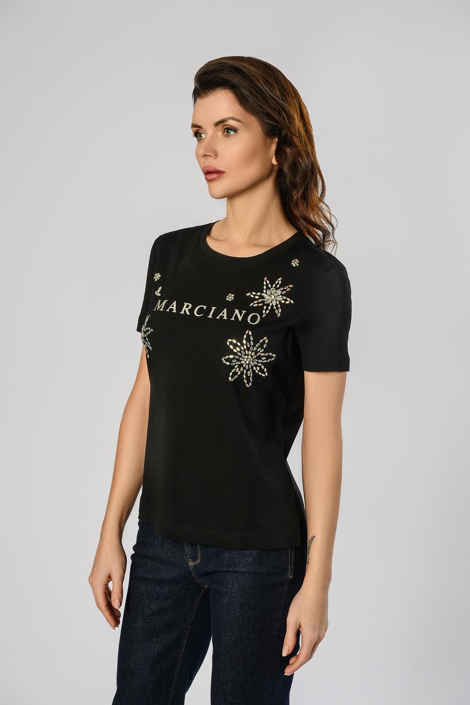 Футболка Marciano с кристаллами чёрная