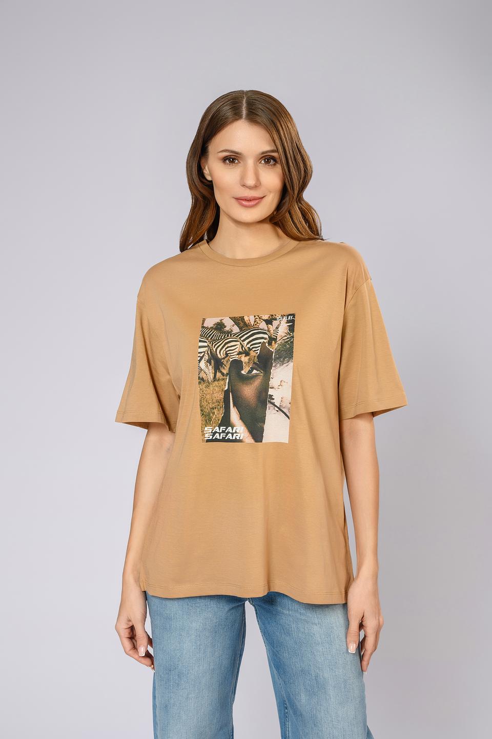 Футболка Ice Play с принтом сафари бежевая