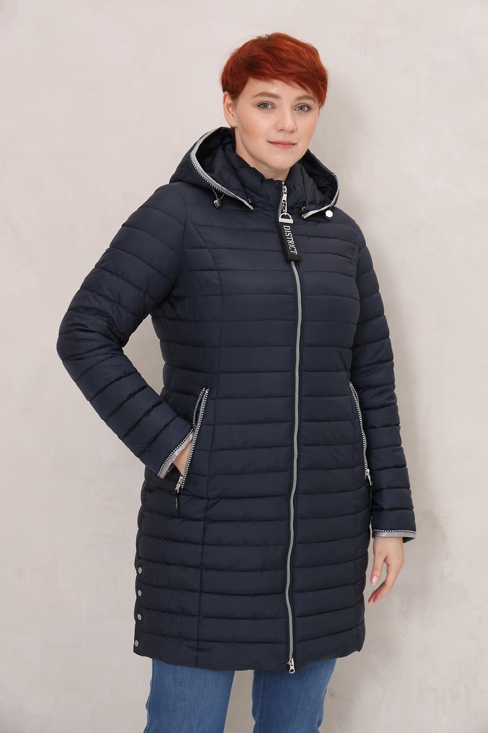 Пальто District стеганое тёмно-синее