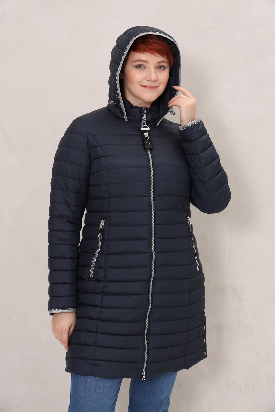 Пальто District стеганое тёмно-синее