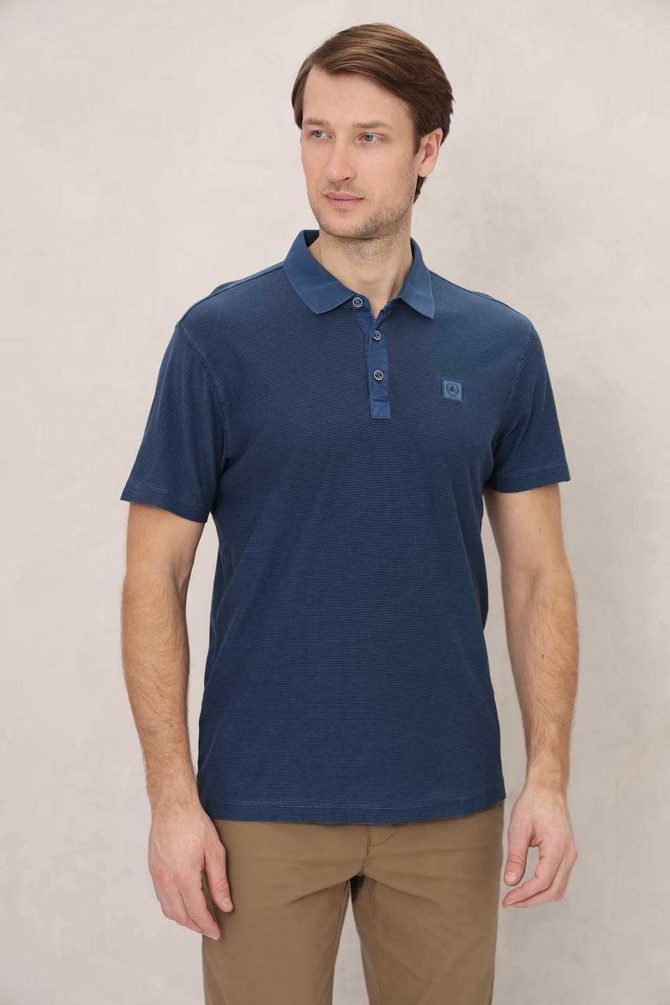 Поло Lerros men синее с текстурой