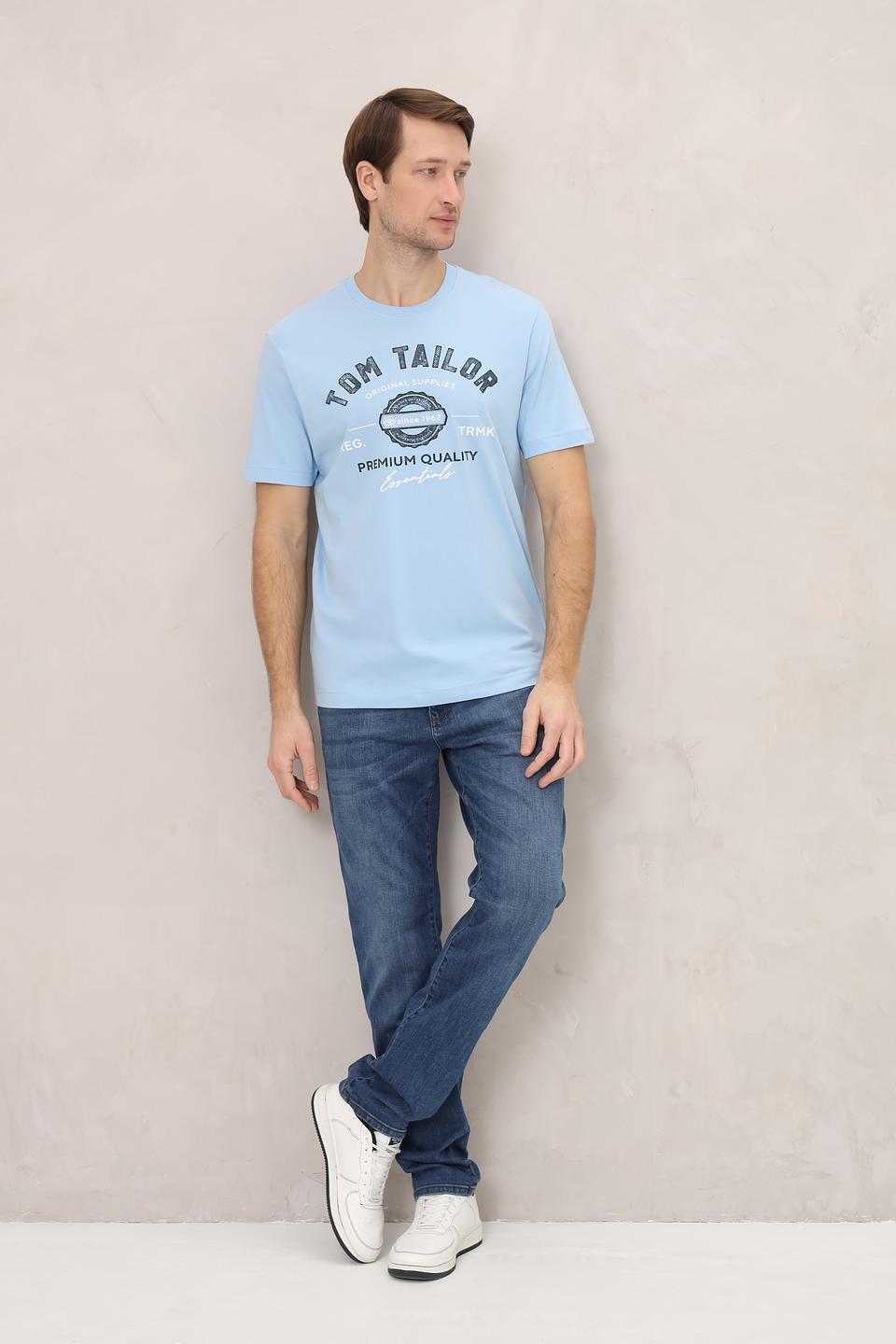 Футболка Tom Tailor голубая с логотипом