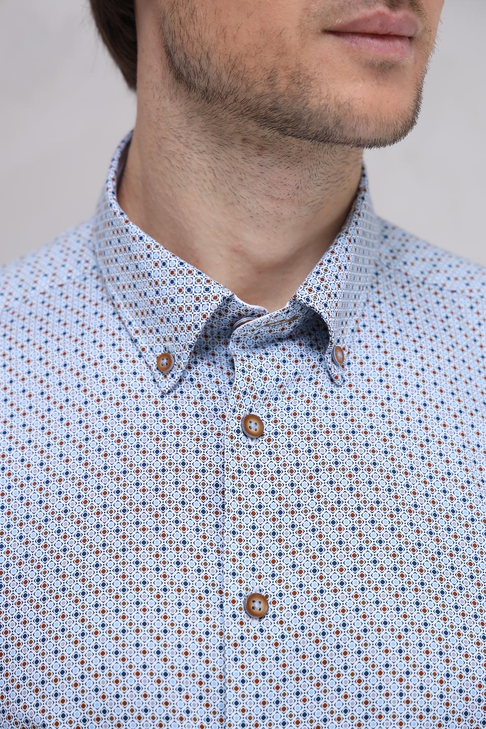 Рубашка Bugatti с принтом голубой