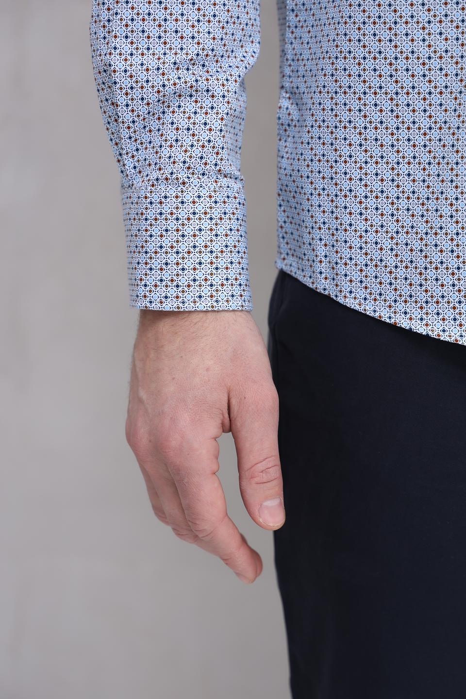 Рубашка Bugatti с принтом голубой