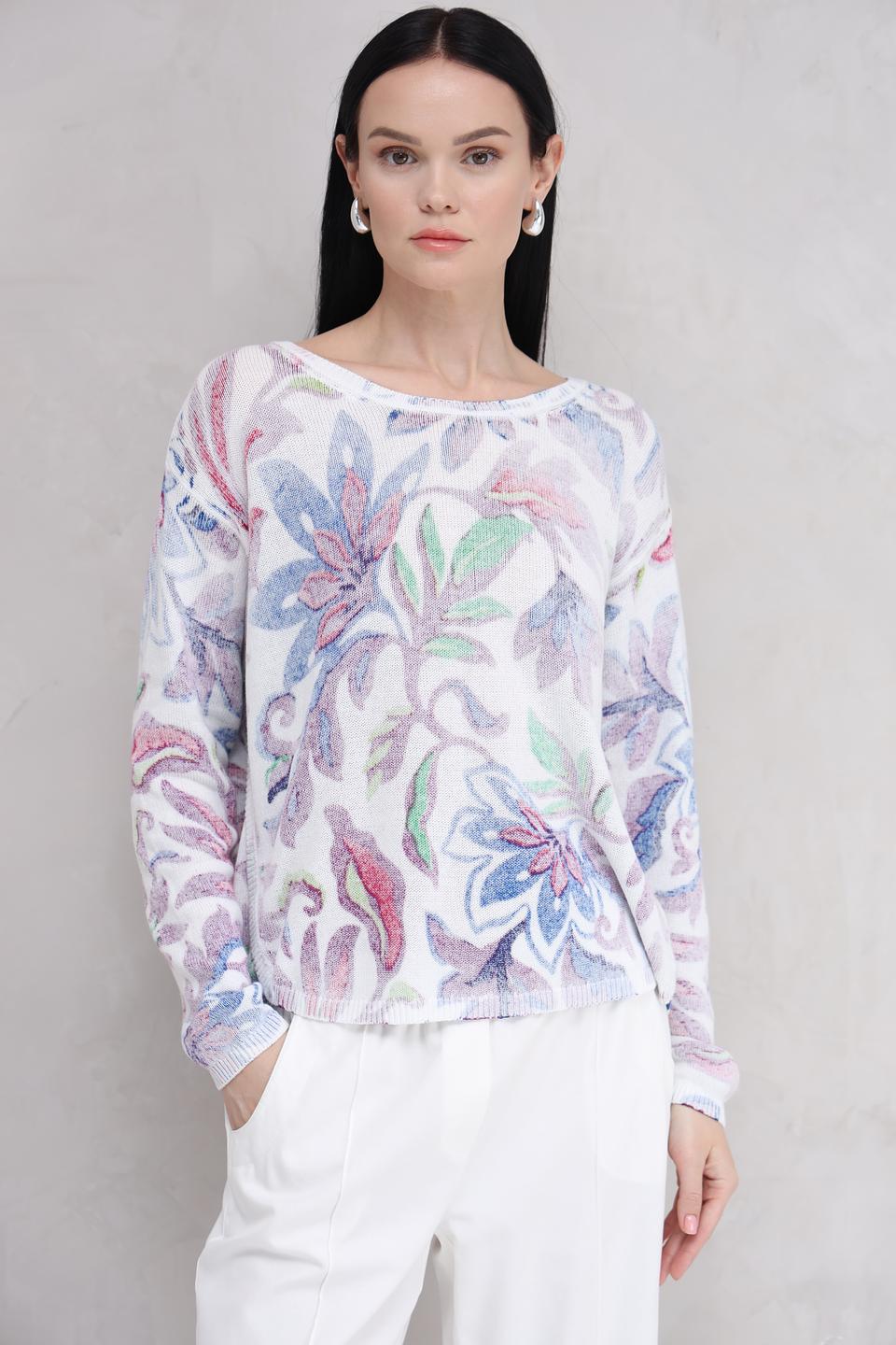 Пуловер Oui с цветочным принтом