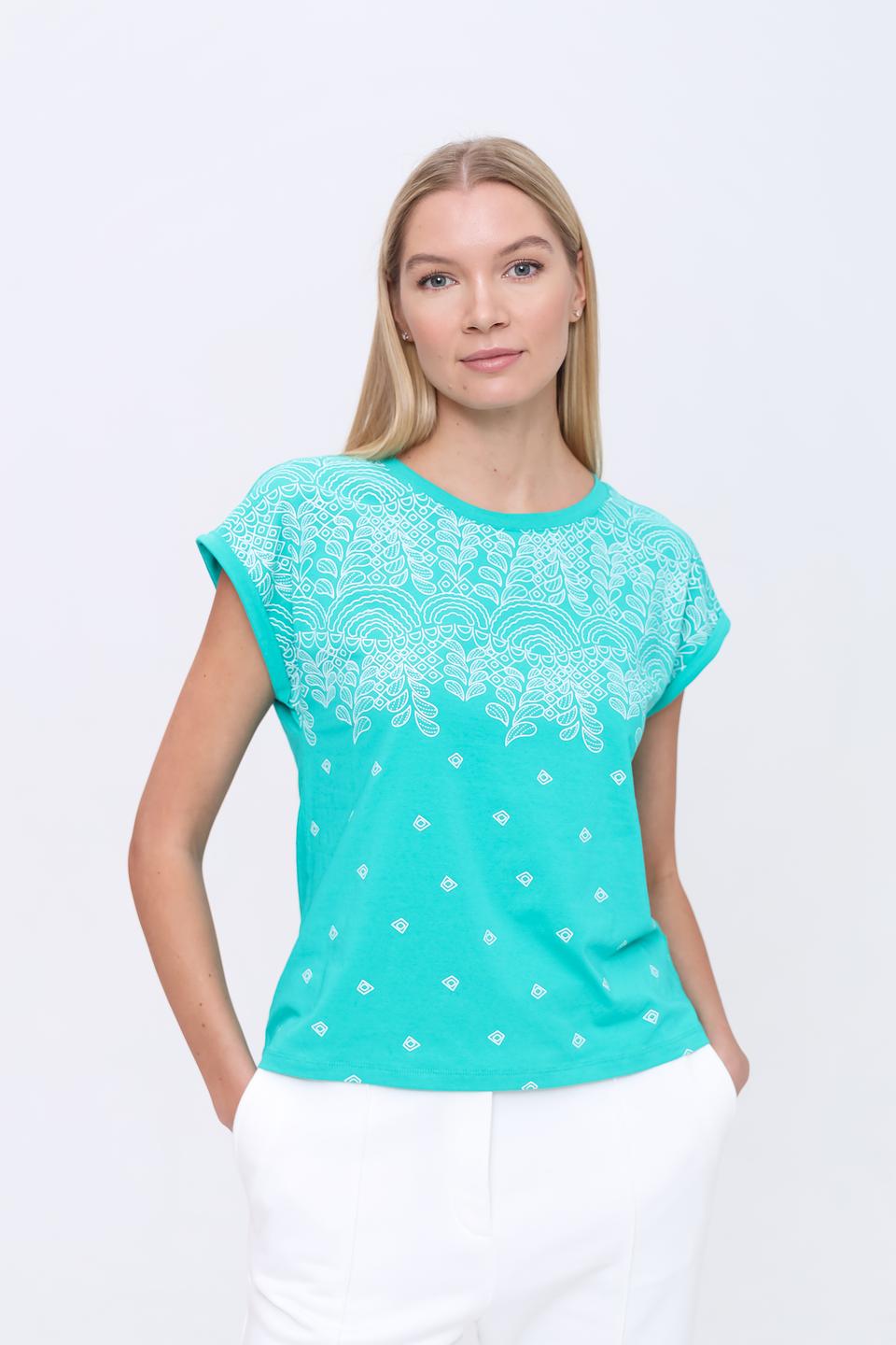 Футболка Pezzo с вышивкой бирюзовая