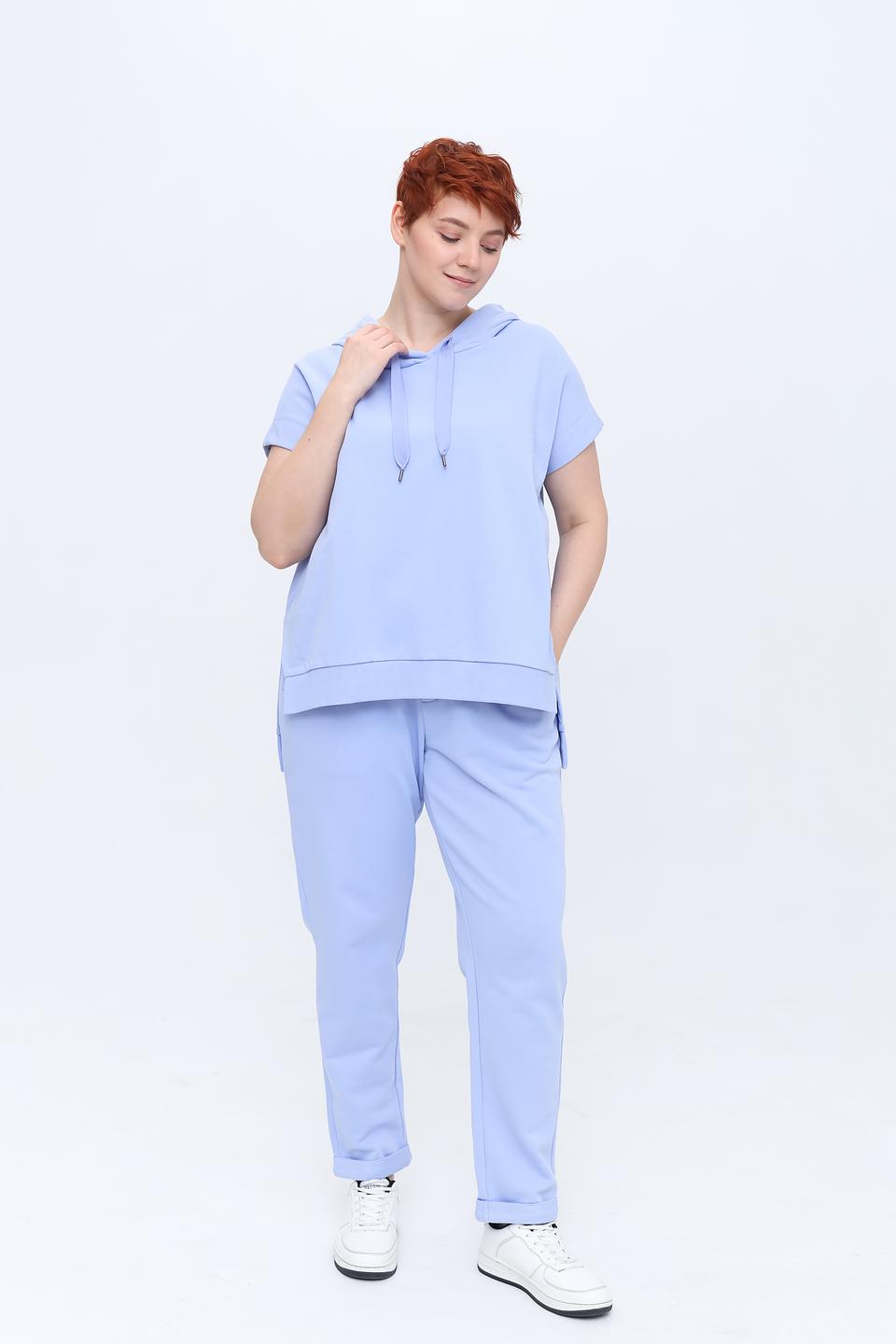 Пуловер Pezzo голубой с капюшоном