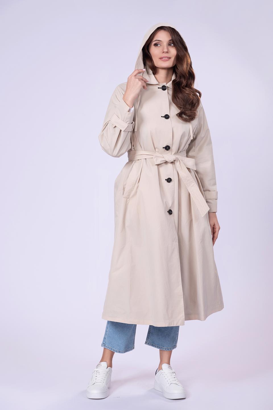 Плащ Hetrego женский бежевый с капюшоном