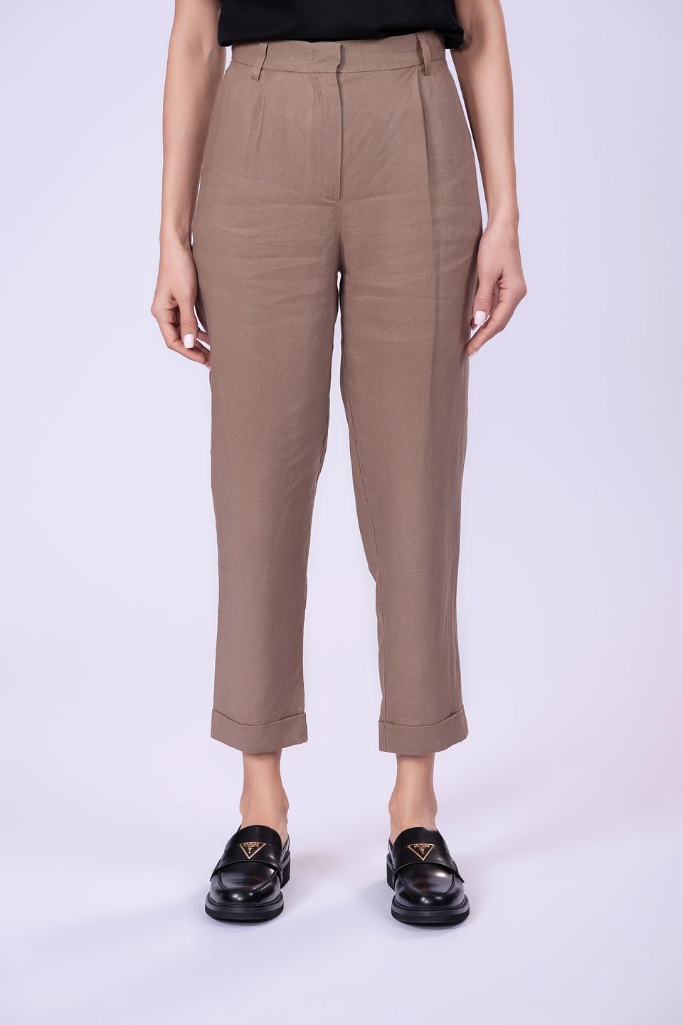 Брюки Shade из льна коричневые