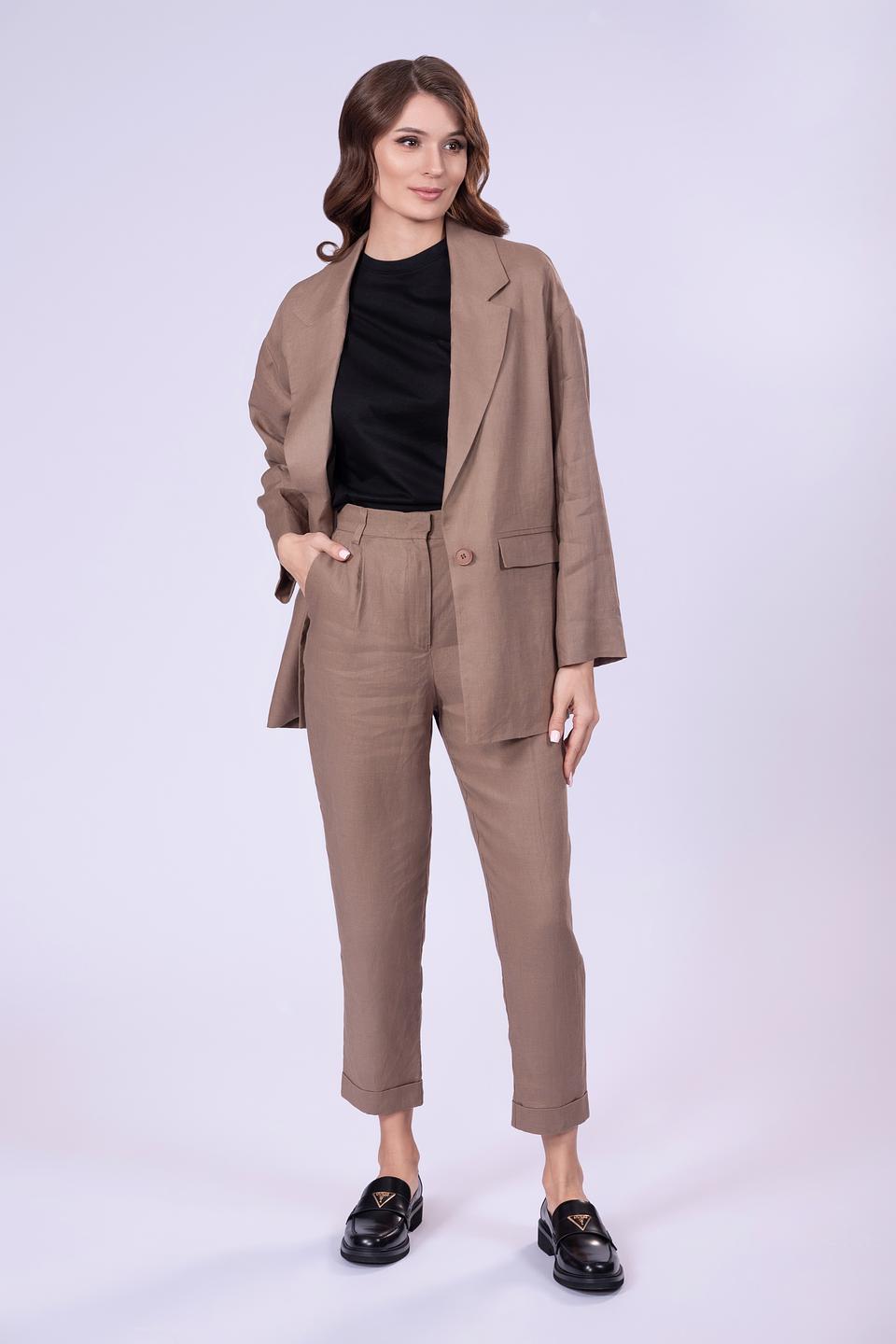 Брюки Shade из льна коричневые