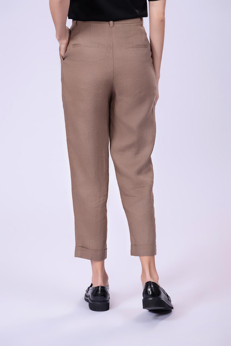 Брюки Shade из льна коричневые