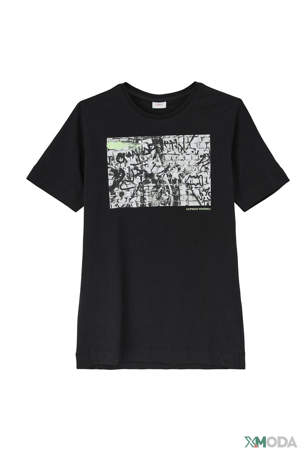 Футболка s.Oliver с принтом черная