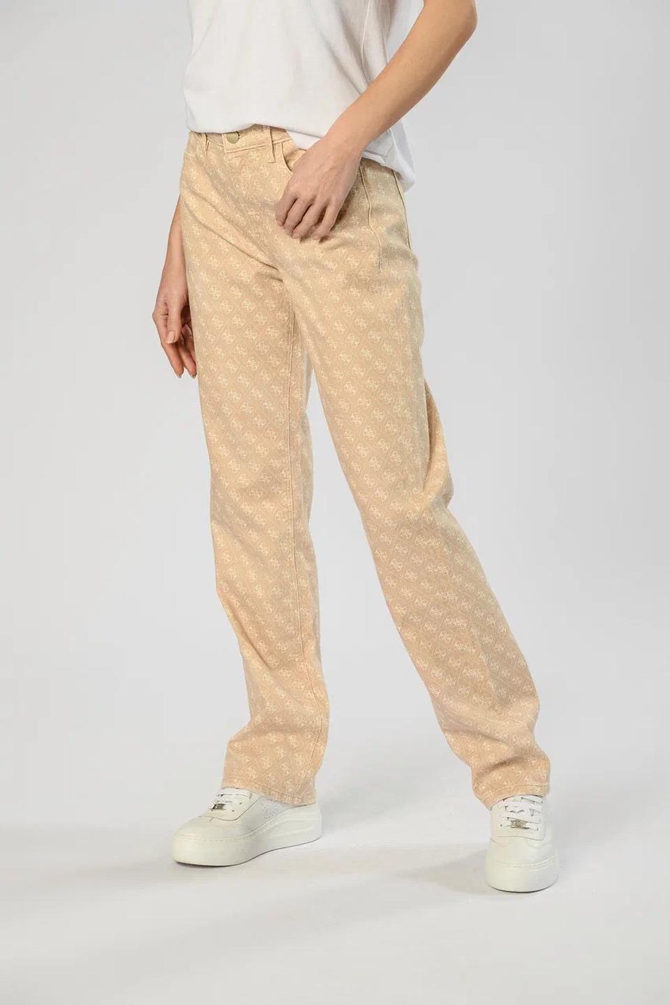 Брюки Guess с логотипом бежевые