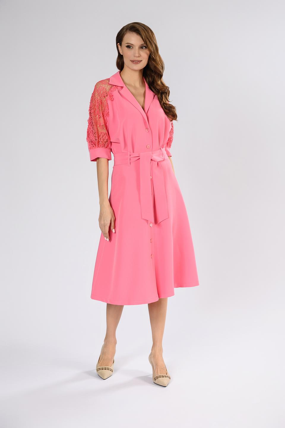 Платье Tricot Chic с кружевом розовое