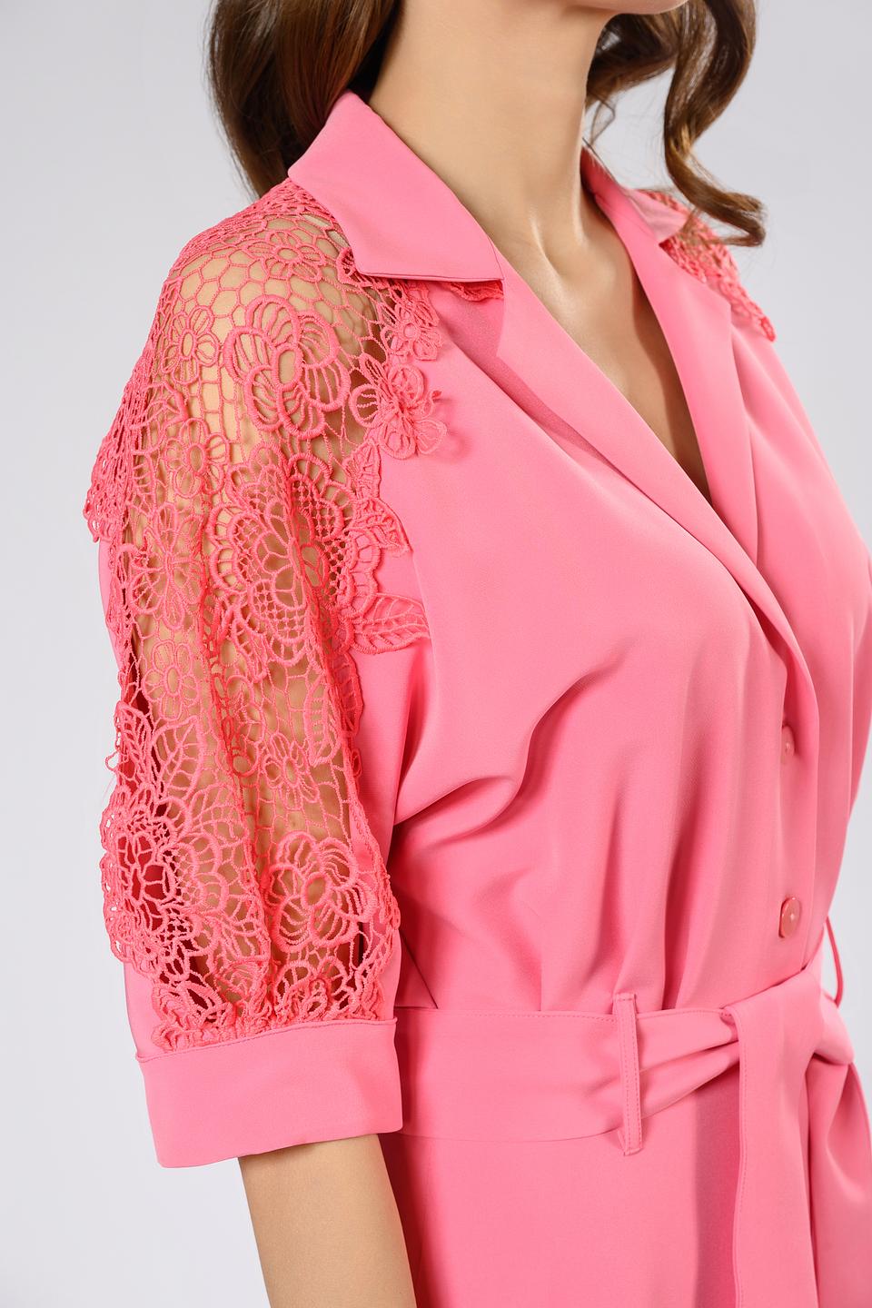 Платье Tricot Chic с кружевом розовое