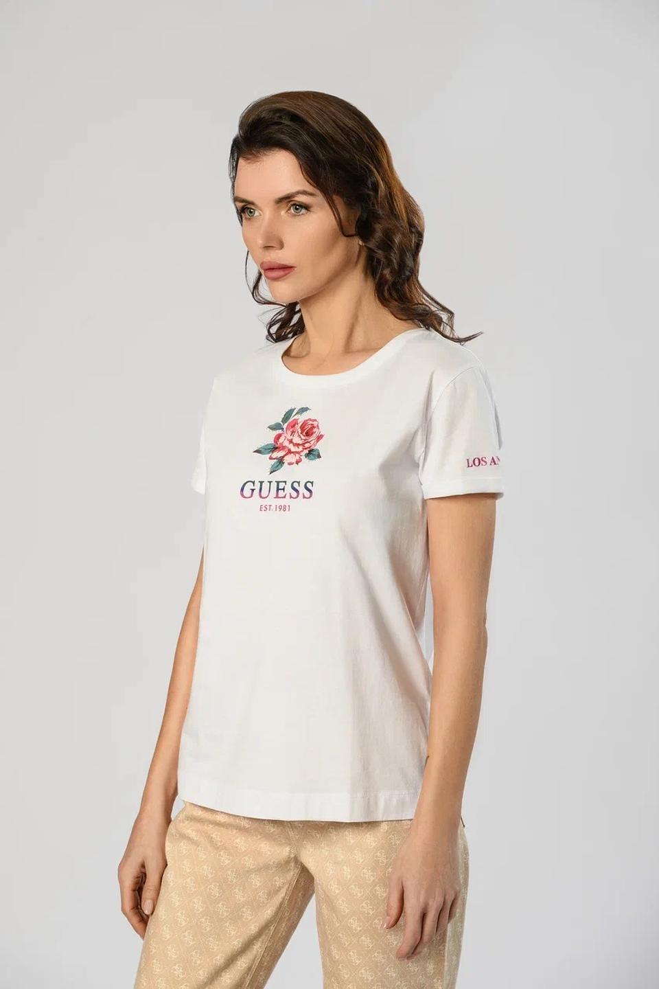 Футболка Guess с розой белый
