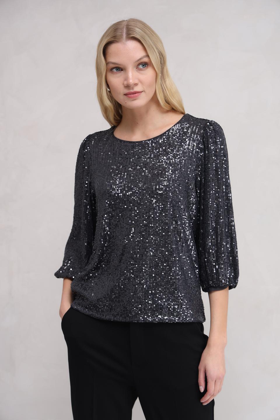 Блуза Taifun с пайетками чёрная