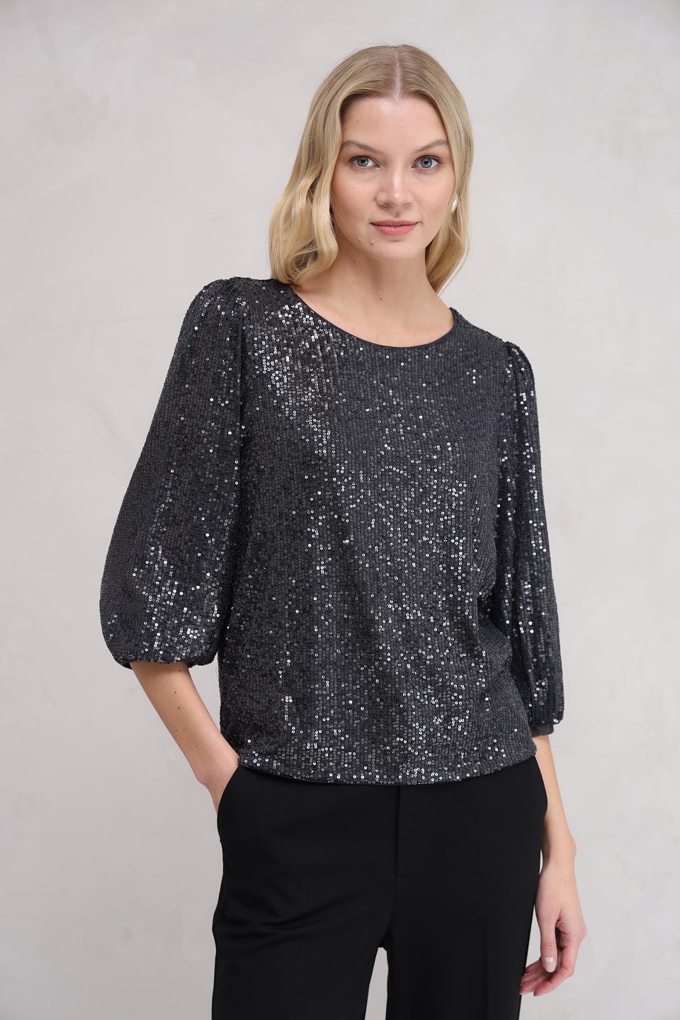 Блуза Taifun с пайетками чёрная