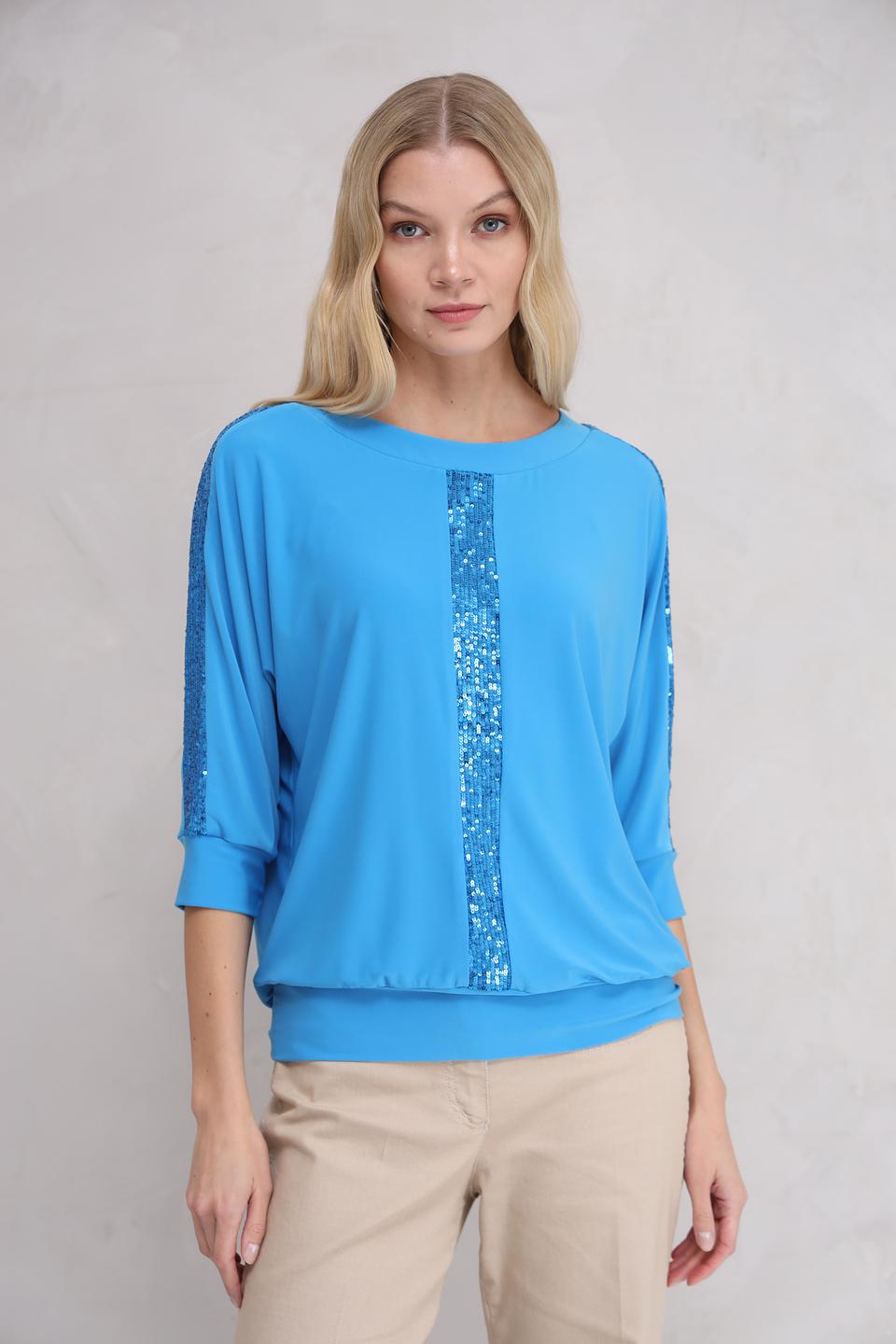 Блуза Bianca с пайетками голубая