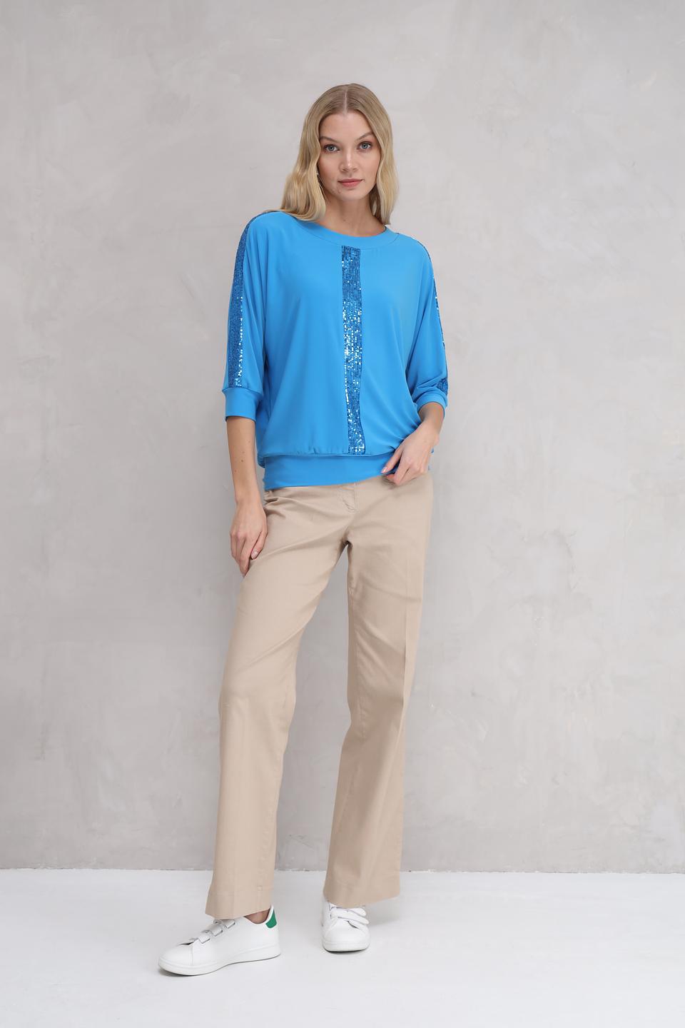 Блуза Bianca с пайетками голубая