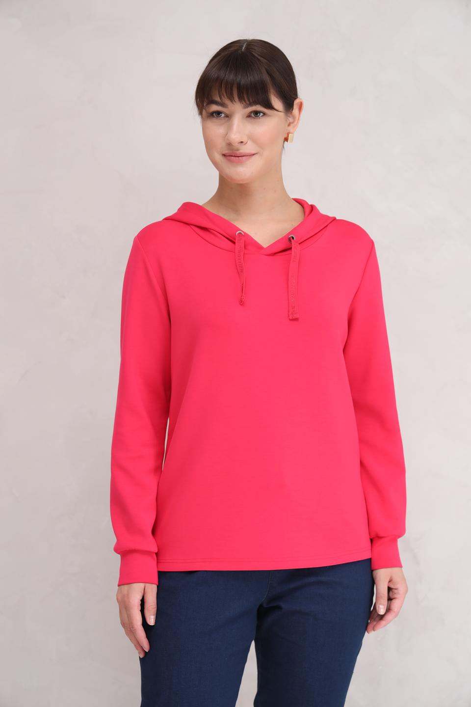 Пуловер Time Zone с капюшоном малиновый