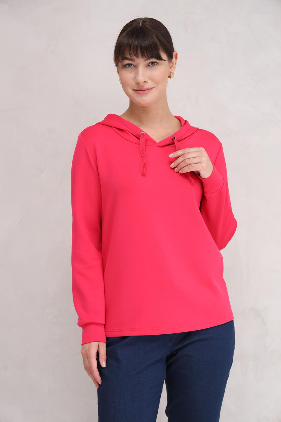 Пуловер Time Zone с капюшоном малиновый