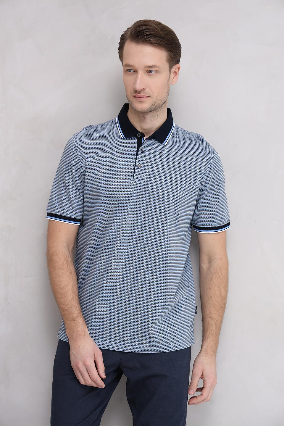 Поло Bugatti в полоску синий