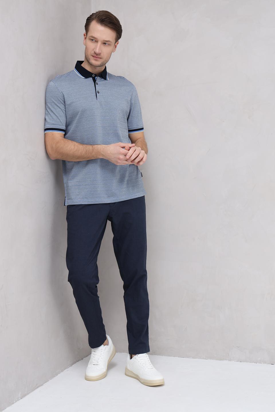 Поло Bugatti в полоску синий