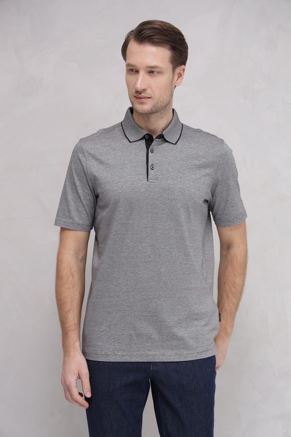Поло Bugatti серое с полоской