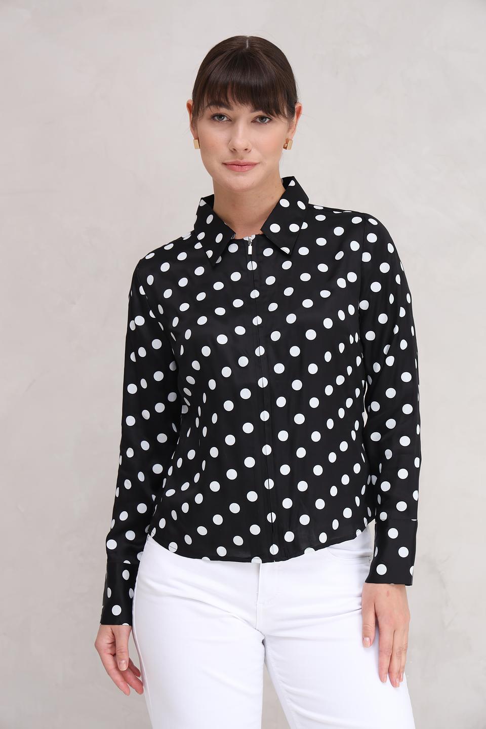Блуза Monari в горошек чёрная