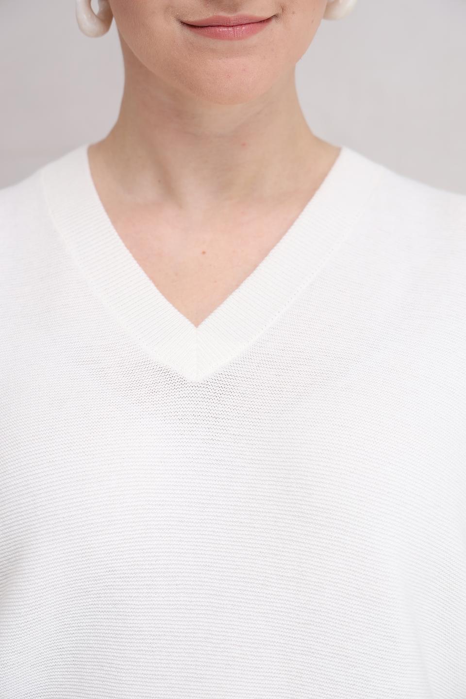 Пуловер Lecomte белый с розовой полосой