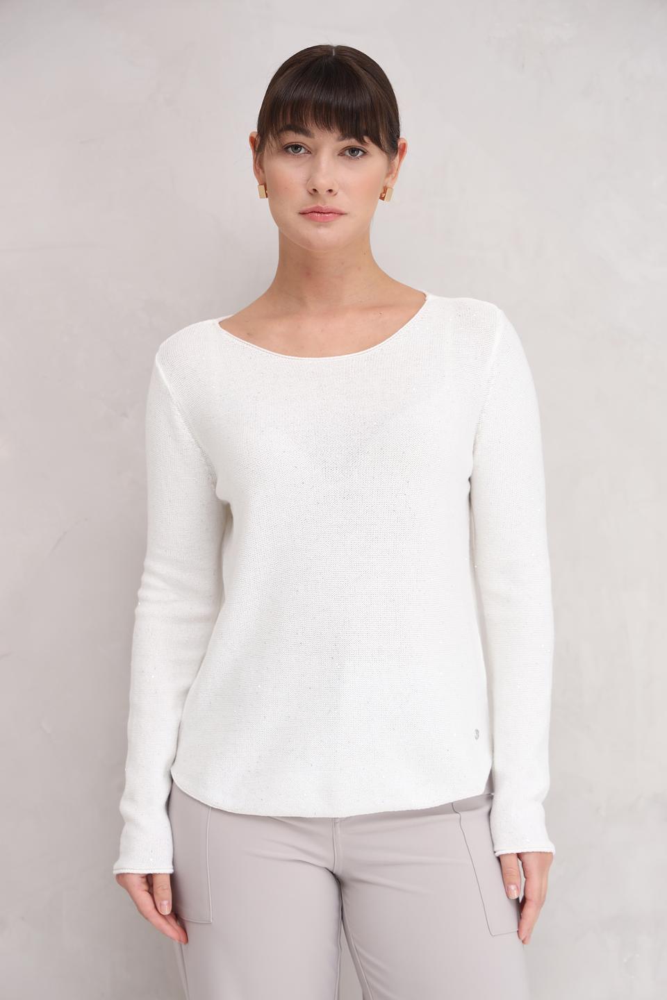 Пуловер Monari белый с вырезом