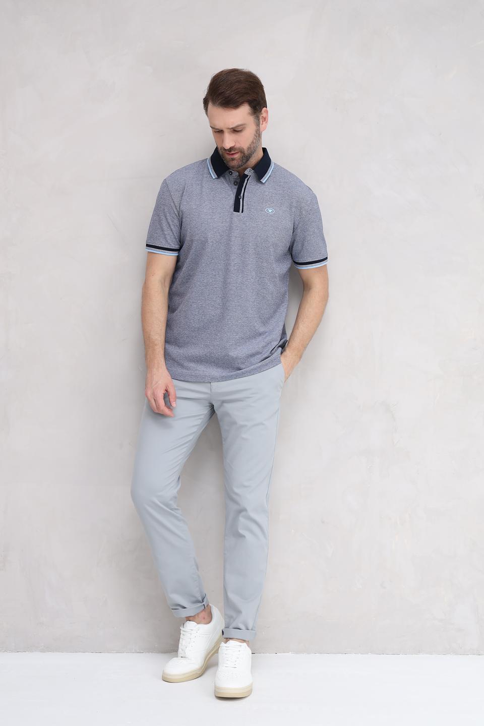 Поло Tom Tailor мужское серое с отделкой