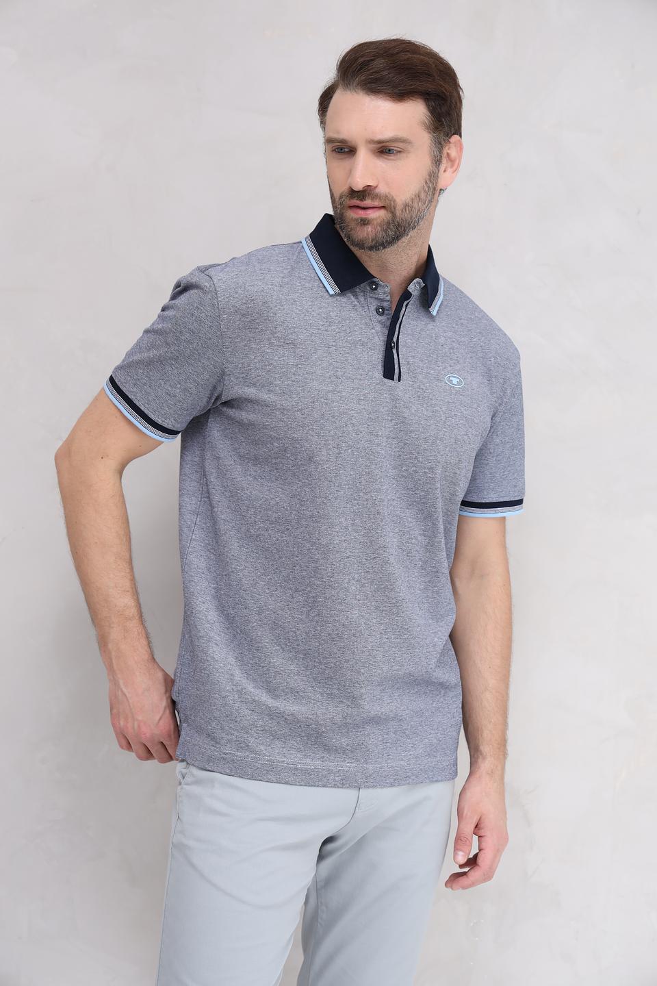 Поло Tom Tailor мужское серое с отделкой